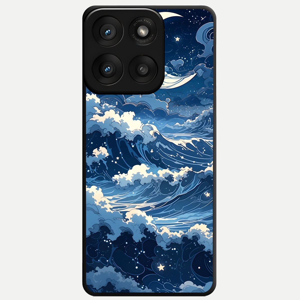  Ocean Moon Waves Glass Case For Moto Edge 60 Pro back cover – full design glossy printed glass finish