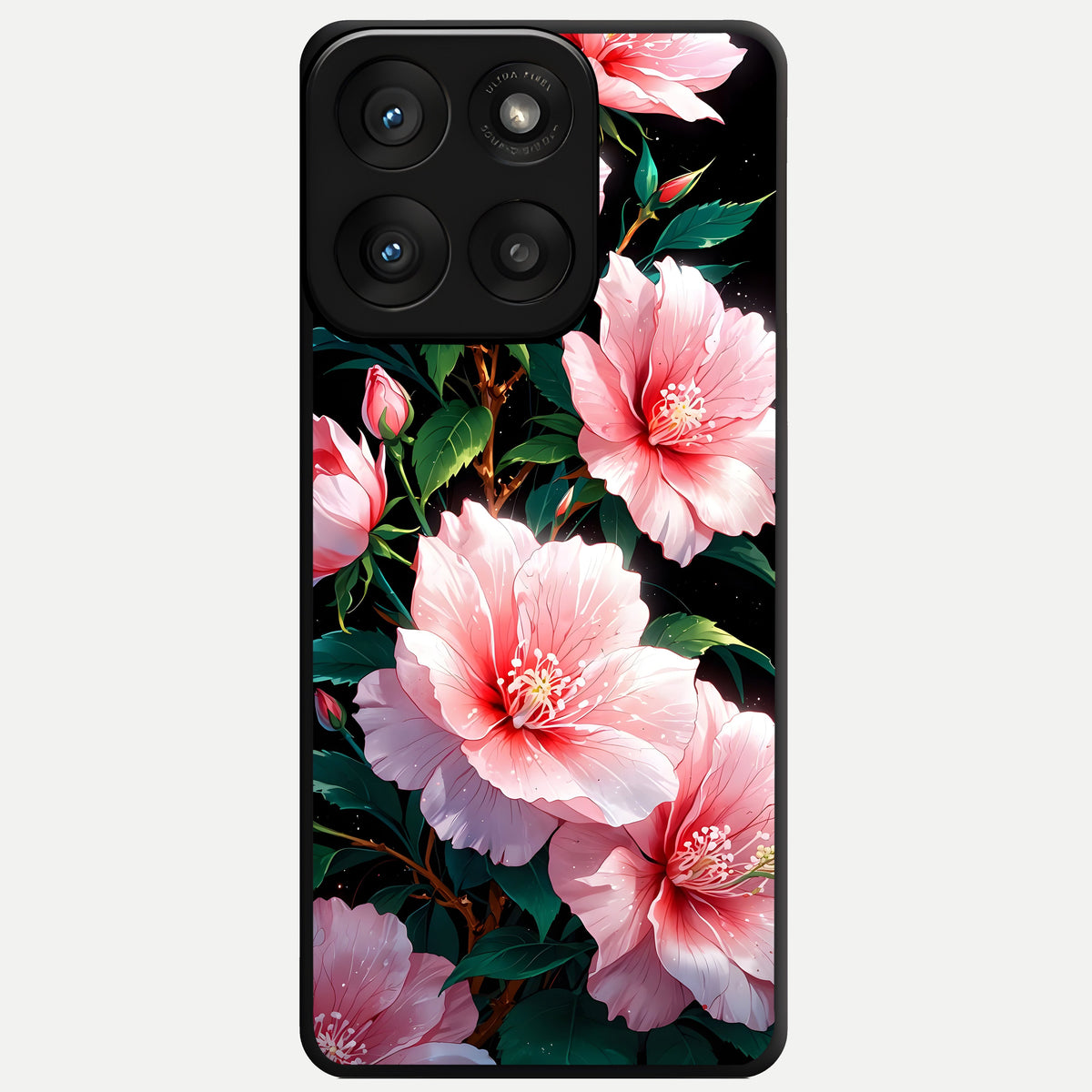  Peach Flower Glass Case For Moto Edge 60 Pro back cover – full design glossy printed glass finish