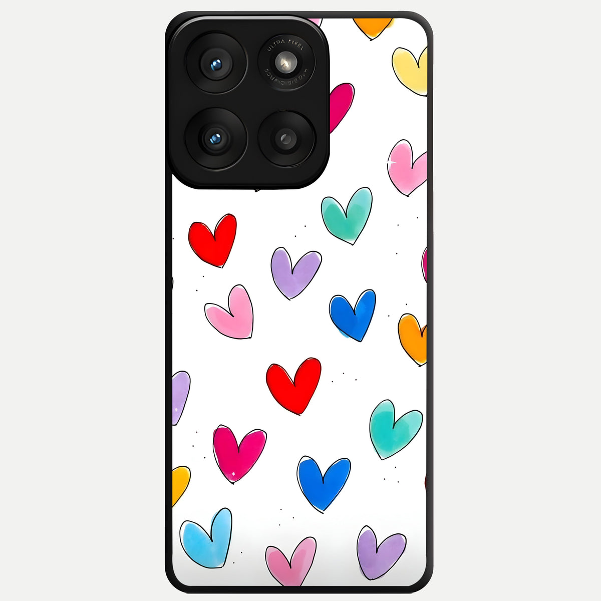  Playful Love Doodles Glass Case For Moto Edge 60 Pro back cover – full design glossy printed glass finish