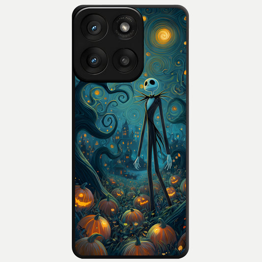  Pumpkin Moon Night Glass Case For Moto Edge 60 Pro back cover – full design glossy printed glass finish