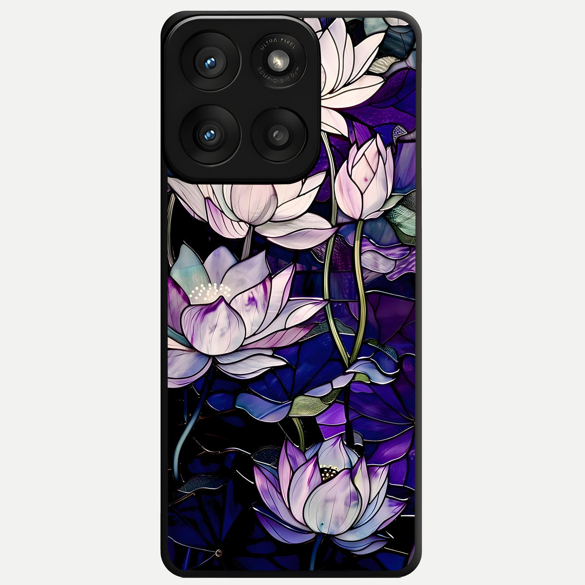  Purple Lotus Pattern Glass Case For Moto Edge 60 Pro back cover – full design glossy printed glass finish