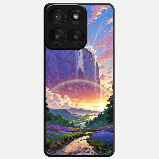  Rainbow Valley Dream Glass Case For Moto Edge 60 Pro back cover – full design glossy printed glass finish
