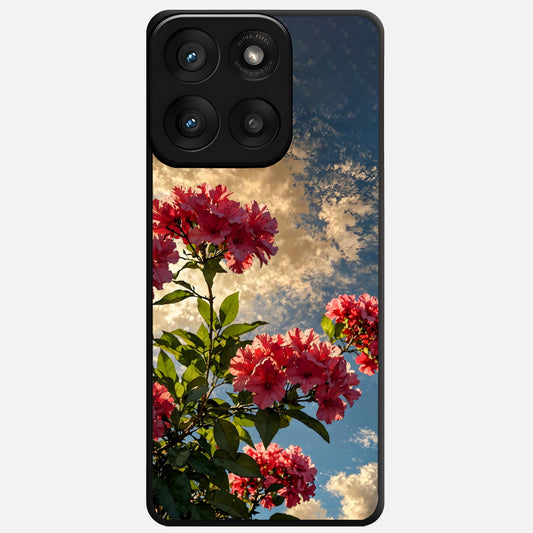  Red Bloom Skies Glass Case For Moto Edge 60 Pro back cover – full design glossy printed glass finish