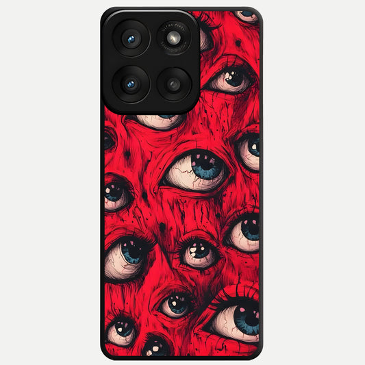  Red Eyes Pattern Glass Case For Moto Edge 60 Pro back cover – full design glossy printed glass finish