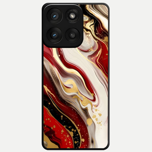  Red And White Marble Glass Case For Moto Edge 60 Pro back cover – full design glossy printed glass finish