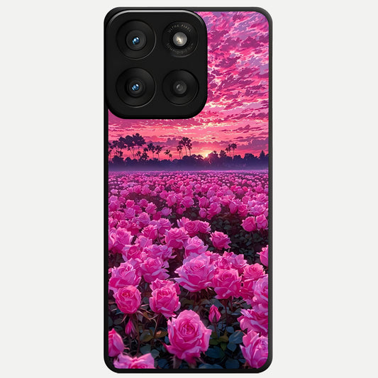  Rose Sunset Valley Glass Case For Moto Edge 60 Pro back cover – full design glossy printed glass finish