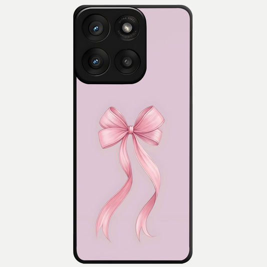  Soft Blush Bow Glass Case For Moto Edge 60 Pro back cover – full design glossy printed glass finish