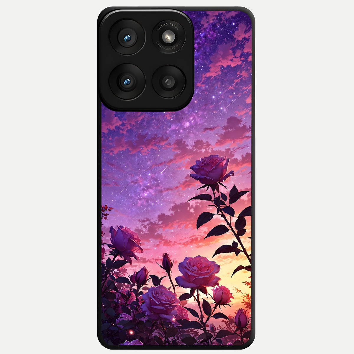  Starlit Rose Twilight Glass Case For Moto Edge 60 Pro back cover – full design glossy printed glass finish