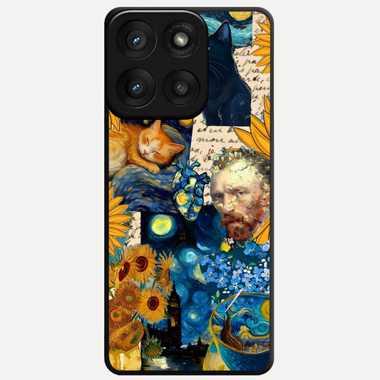  Sunflower Chic Mood Custom Name Glass Case For Moto Edge 60 Pro back cover – full design glossy printed glass finish