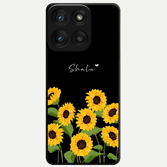  Sunflower Sky Bloom Glass Case For Moto Edge 60 Pro back cover – full design glossy printed glass finish