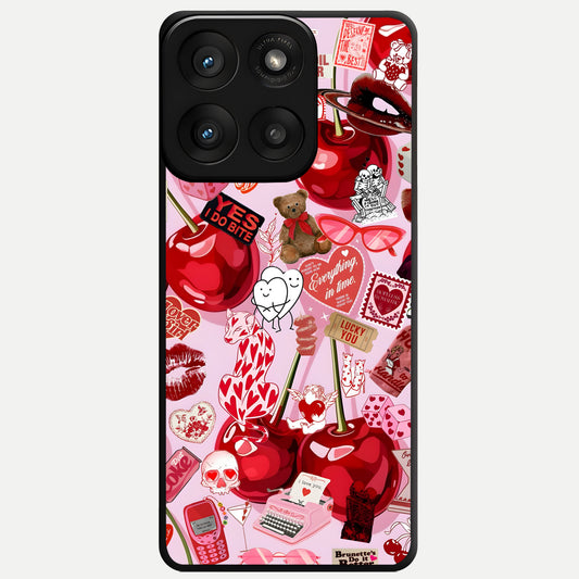  Sweet Cherry Chaos Glass Case For Moto Edge 60 Pro back cover – full design glossy printed glass finish