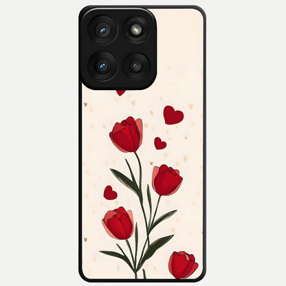  Tulip With Heart Glass Case For Moto Edge 60 Pro back cover – full design glossy printed glass finish