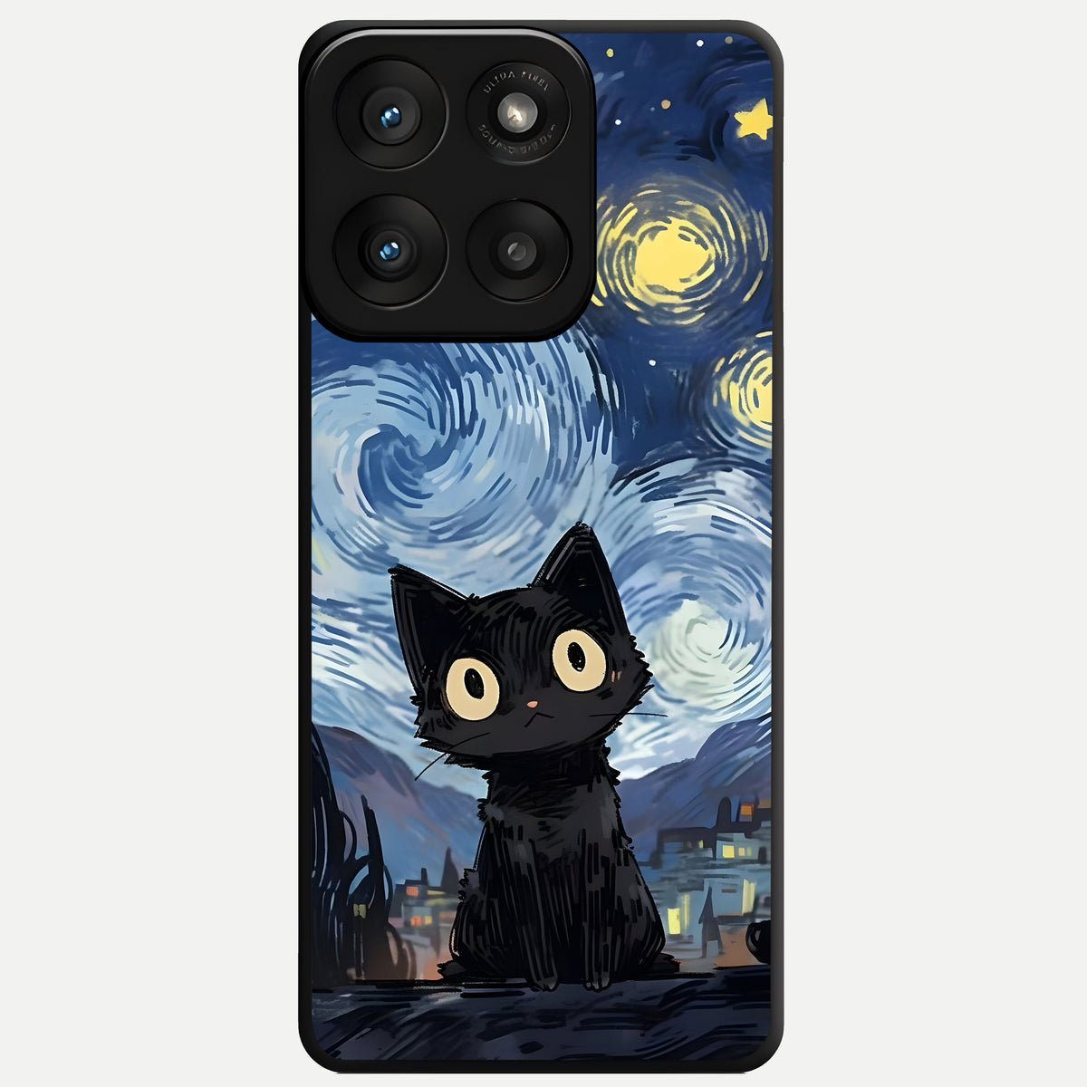  Van Gogh Cat Glass Case For Moto Edge 60 Pro back cover – full design glossy printed glass finish