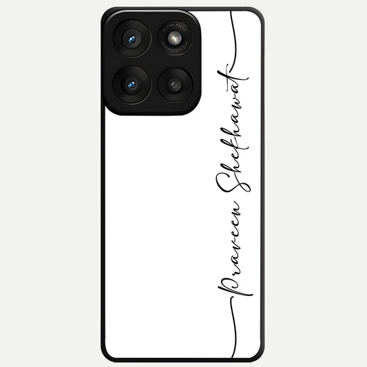  White Tune Custom Name Glass Case For Moto Edge 60 Pro back cover – personalized glossy printed glass finish