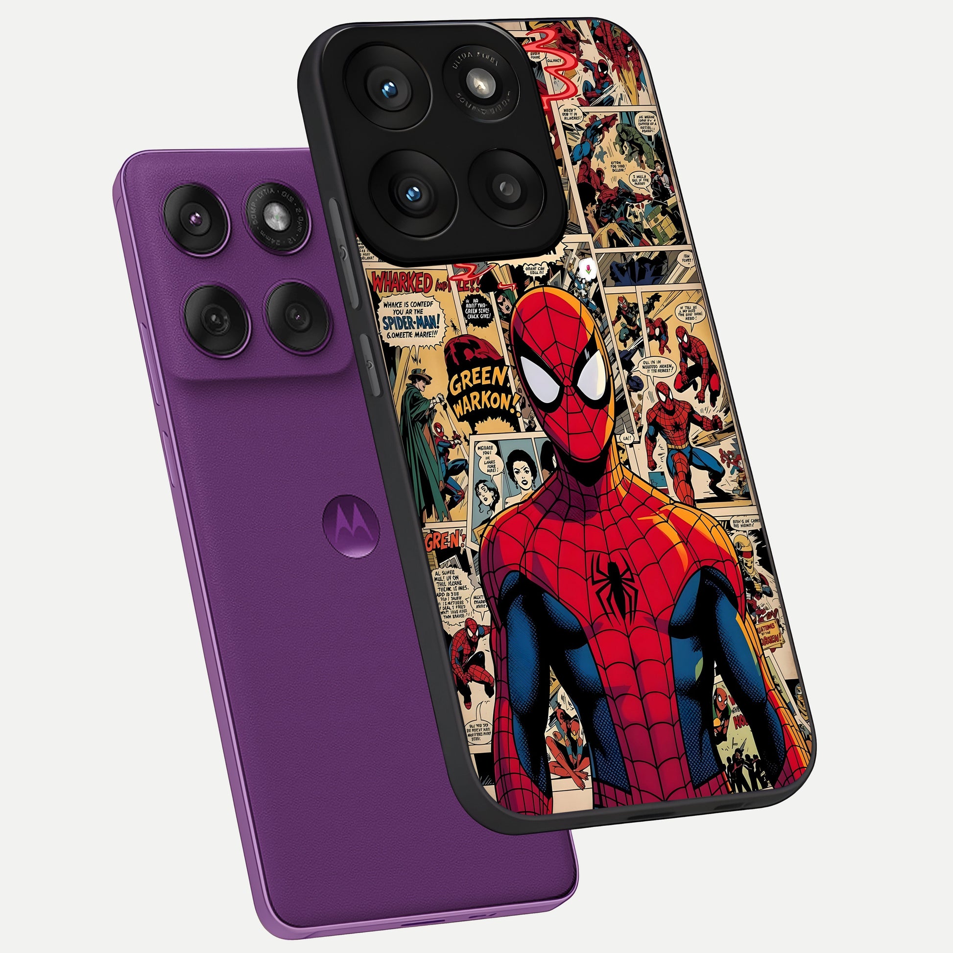  Aesthetic Spider phone case For Moto Edge 60 Pro showing premium glass back cover with detailed artwork