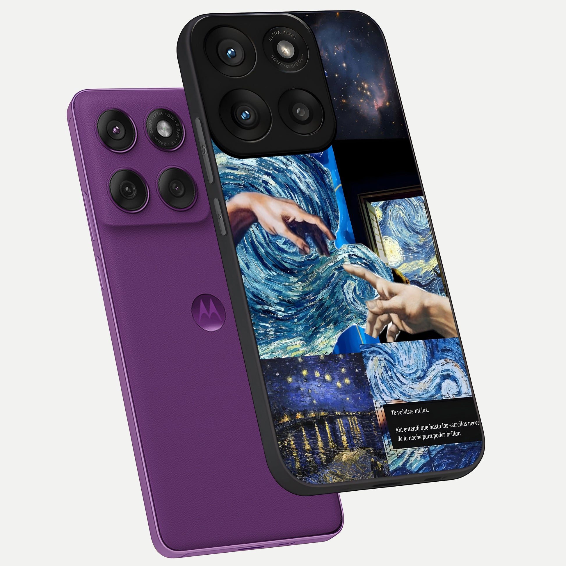  Aesthetic Vando Hands phone case For Moto Edge 60 Pro showing premium glass back cover with detailed artwork