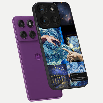  Aesthetic Vando Hands phone case For Moto Edge 60 Pro showing premium glass back cover with detailed artwork