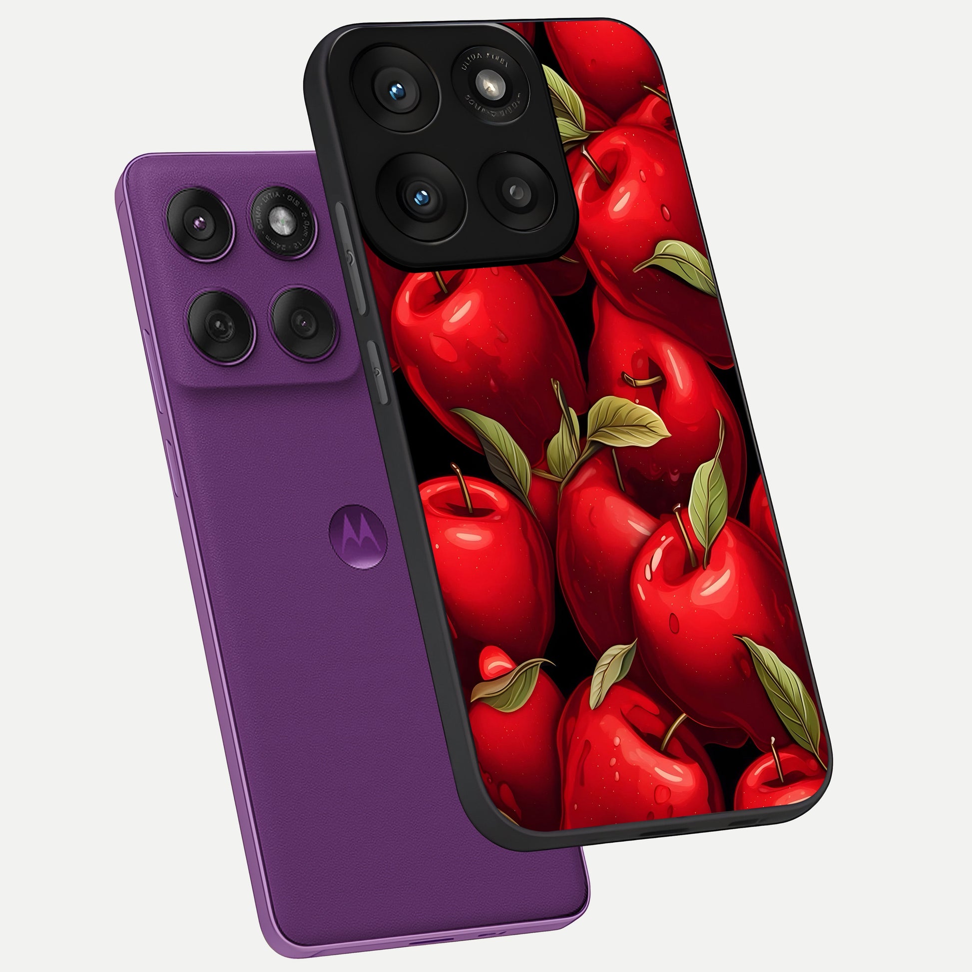  Apple Pattern phone case For Moto Edge 60 Pro showing premium glass back cover with detailed artwork