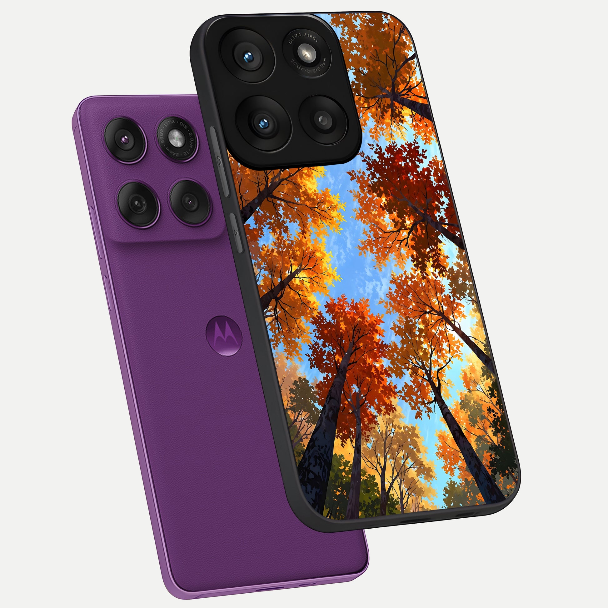  Autumn Sky Rise phone case For Moto Edge 60 Pro showing premium glass back cover with detailed artwork