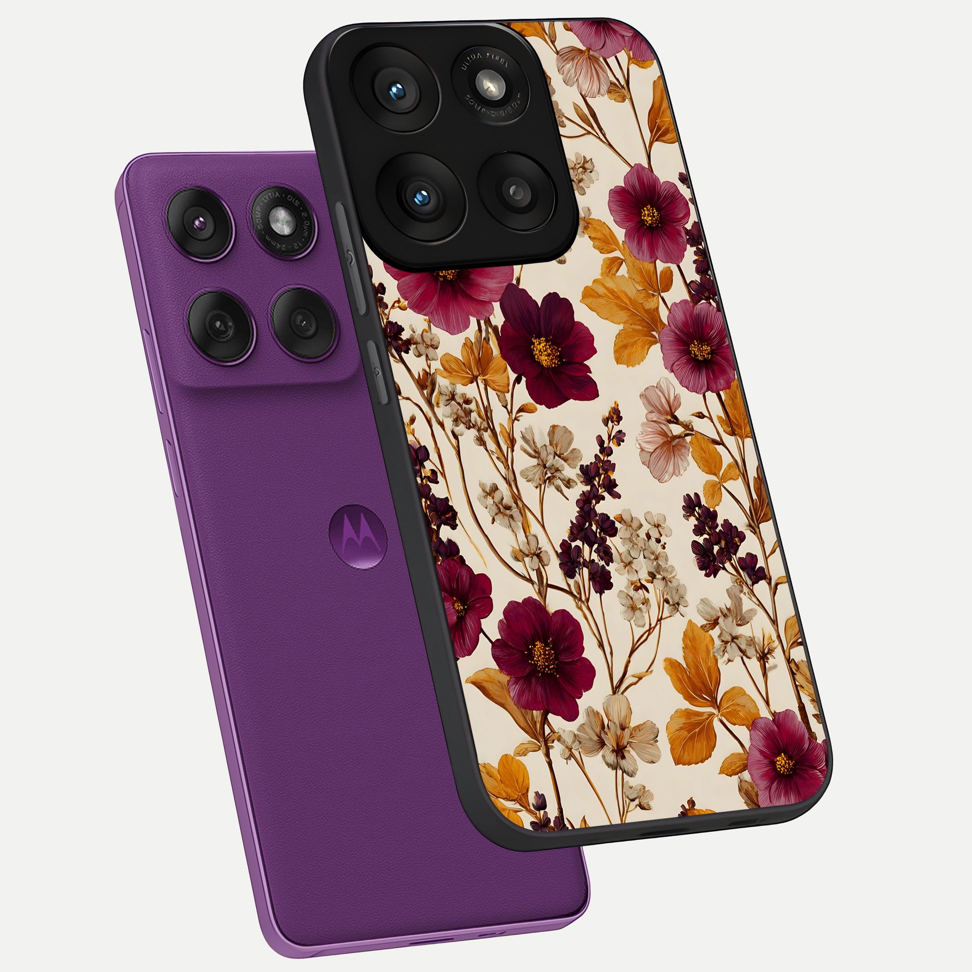  Autumn Wine Bloom phone case For Moto Edge 60 Pro showing premium glass back cover with detailed artwork