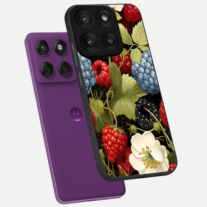  Berry Bloom Charm phone case For Moto Edge 60 Pro showing premium glass back cover with detailed artwork
