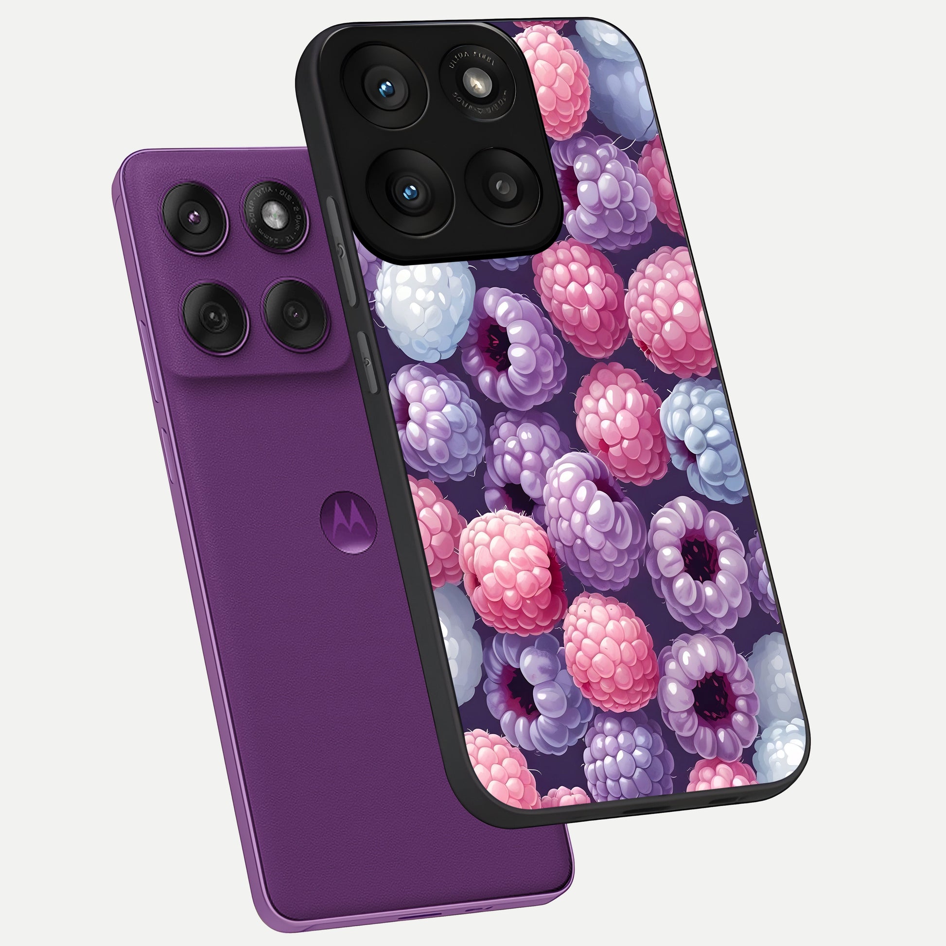  Berry Candy Pop phone case For Moto Edge 60 Pro showing premium glass back cover with detailed artwork