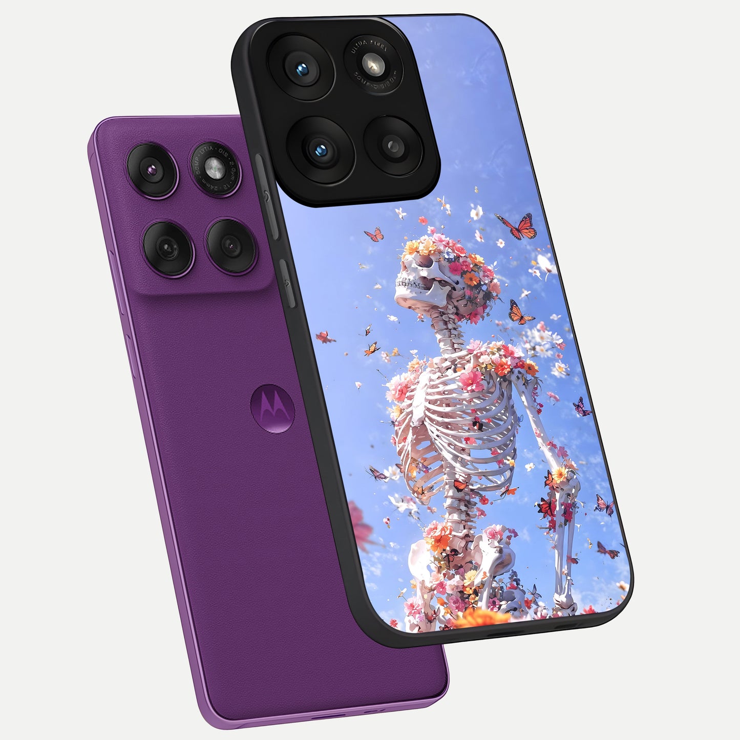  Bloom Beyond Bones phone case For Moto Edge 60 Pro showing premium glass back cover with detailed artwork