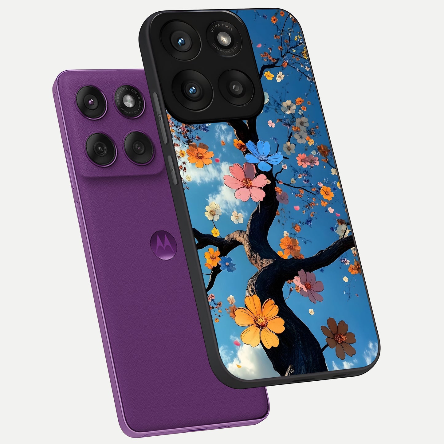  Blossom Dream Sky phone case For Moto Edge 60 Pro showing premium glass back cover with detailed artwork