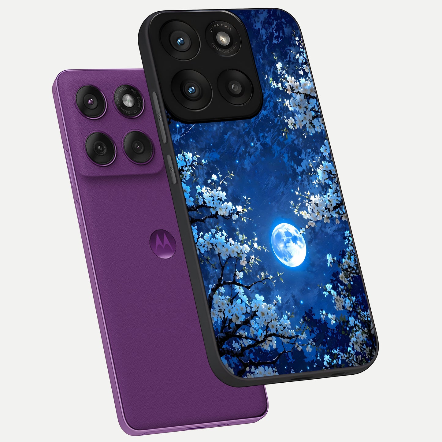  Blossom Moonlight Sky phone case For Moto Edge 60 Pro showing premium glass back cover with detailed artwork