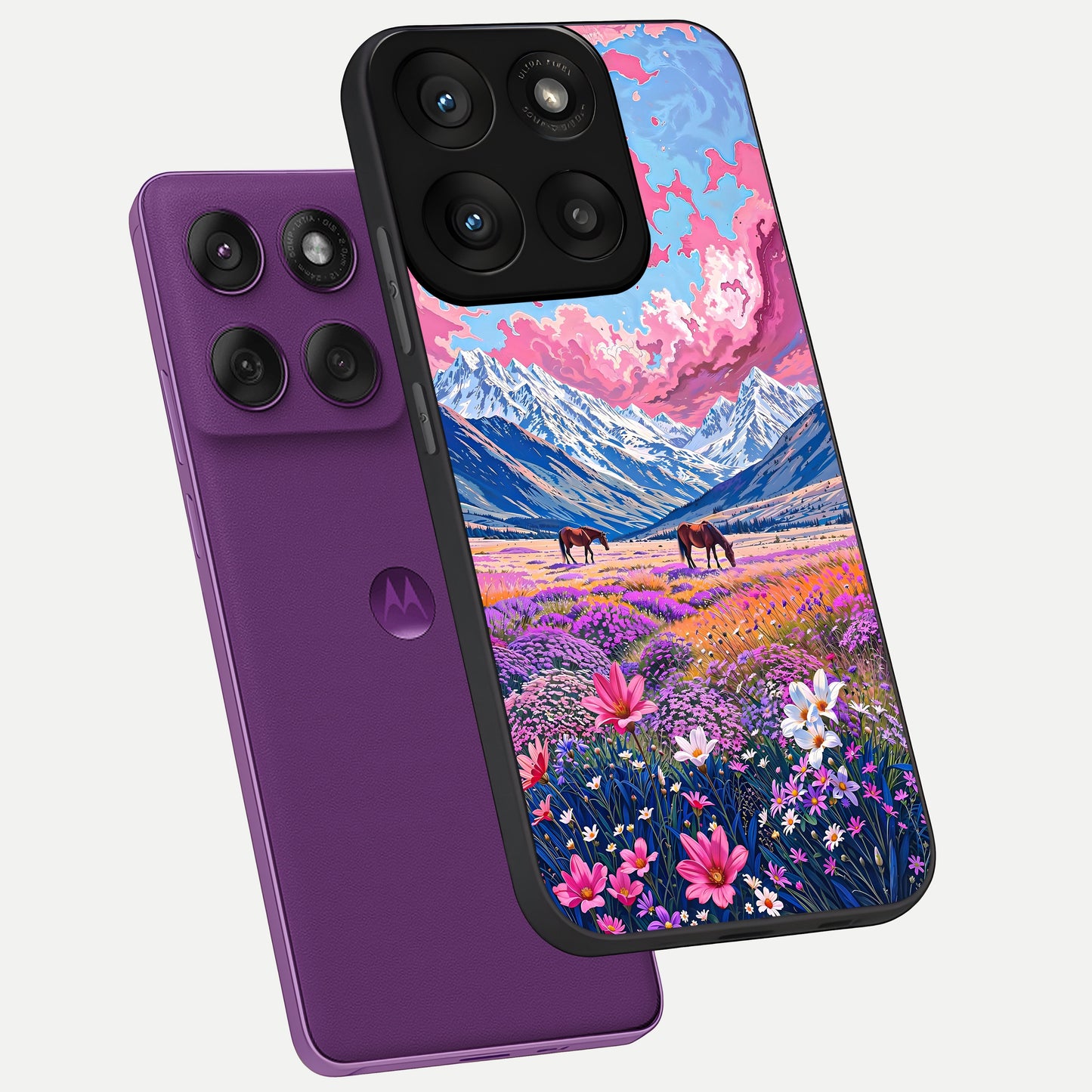  Blossom Valley Dream phone case For Moto Edge 60 Pro showing premium glass back cover with detailed artwork