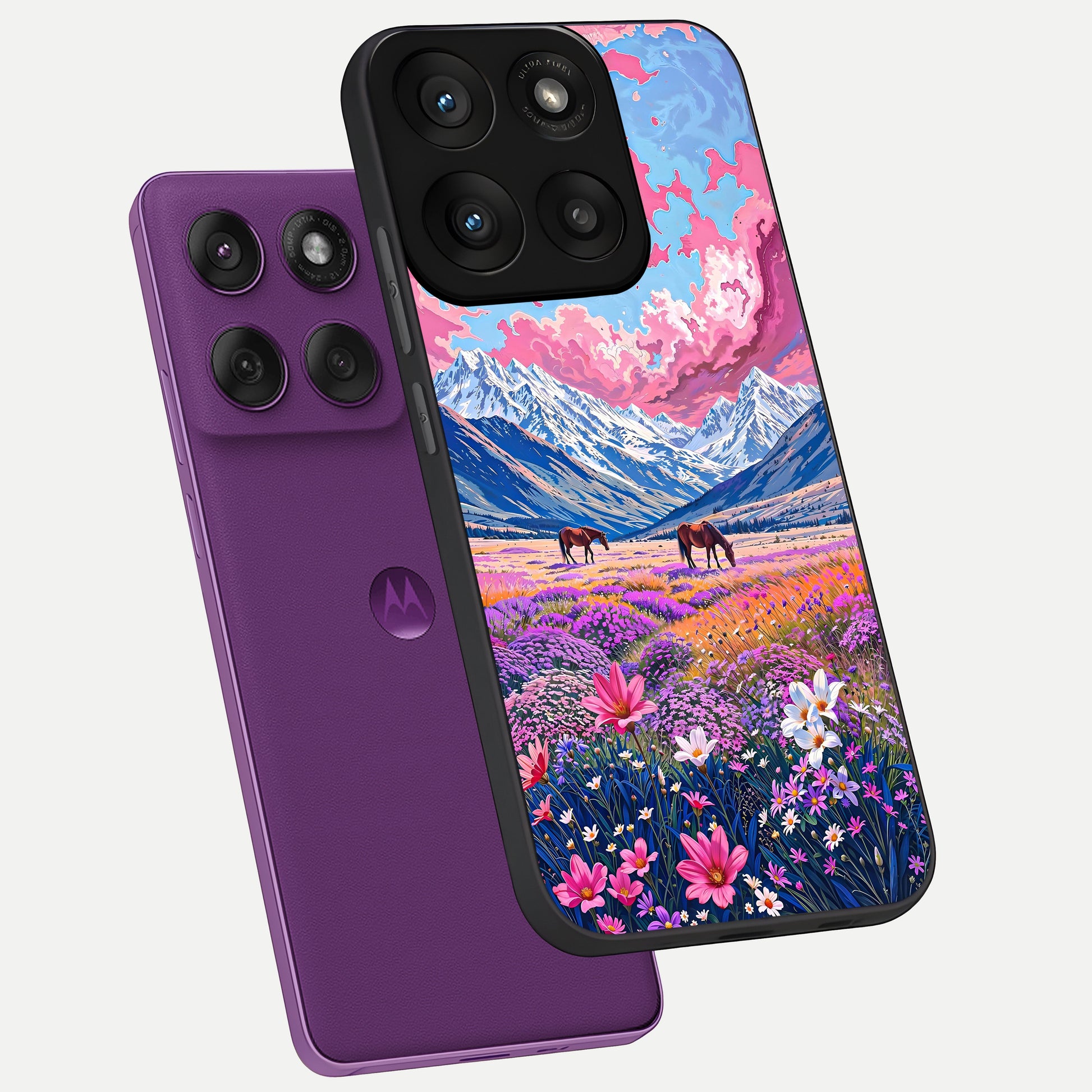  Blossom Valley Dream phone case For Moto Edge 60 Pro showing premium glass back cover with detailed artwork