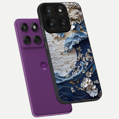  Blossom Wave Art phone case For Moto Edge 60 Pro showing premium glass back cover with detailed artwork