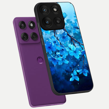  Blue Blossoms Branch phone case For Moto Edge 60 Pro showing premium glass back cover with detailed artwork