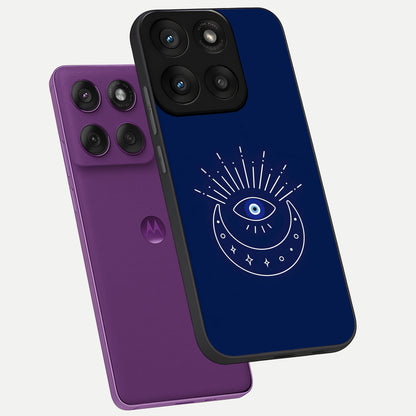  Blue Evil Eye phone case For Moto Edge 60 Pro showing premium glass back cover with detailed artwork