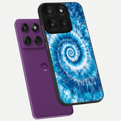  Blue Galaxy Wave phone case For Moto Edge 60 Pro showing premium glass back cover with detailed artwork