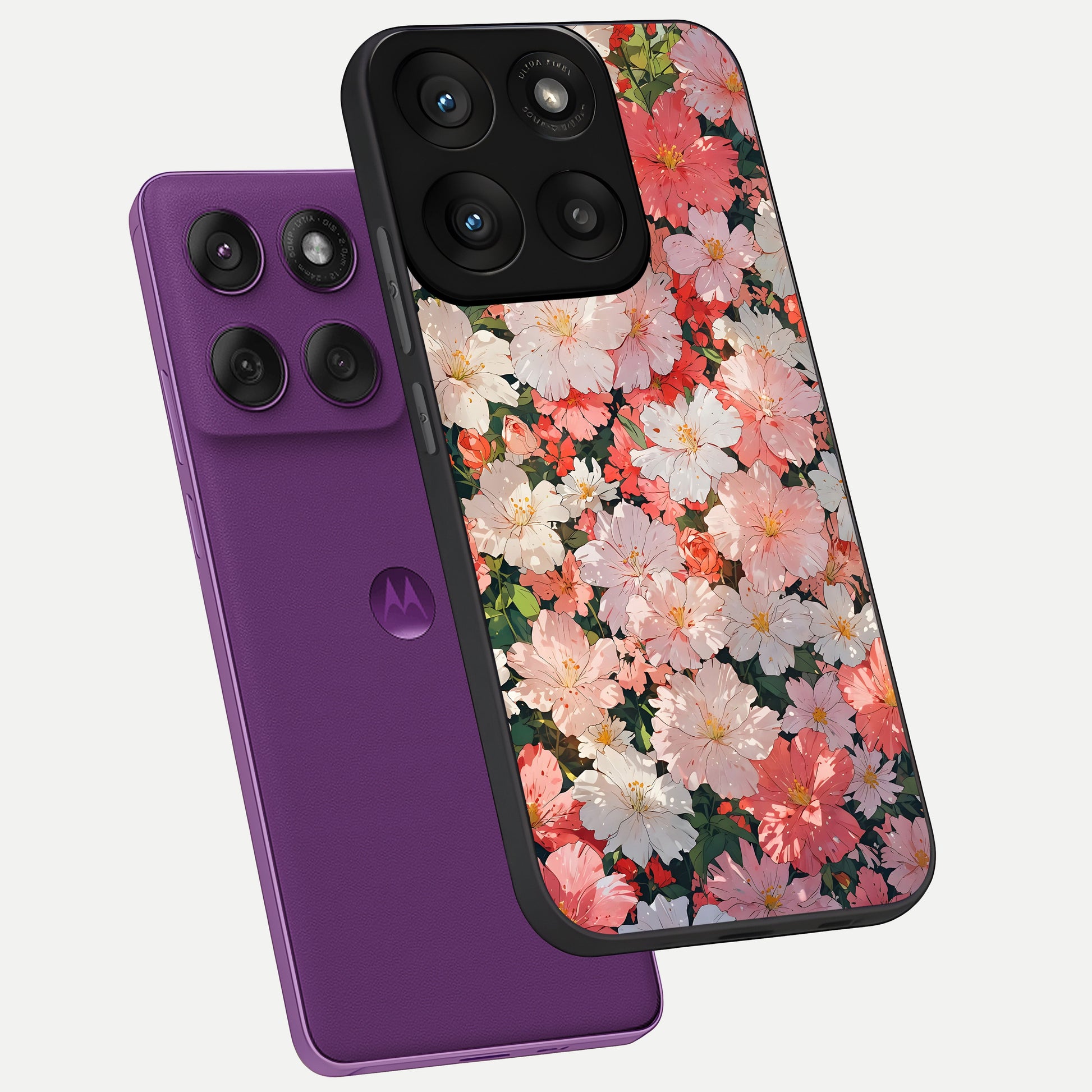  Blush Bloom Field phone case For Moto Edge 60 Pro showing premium glass back cover with detailed artwork