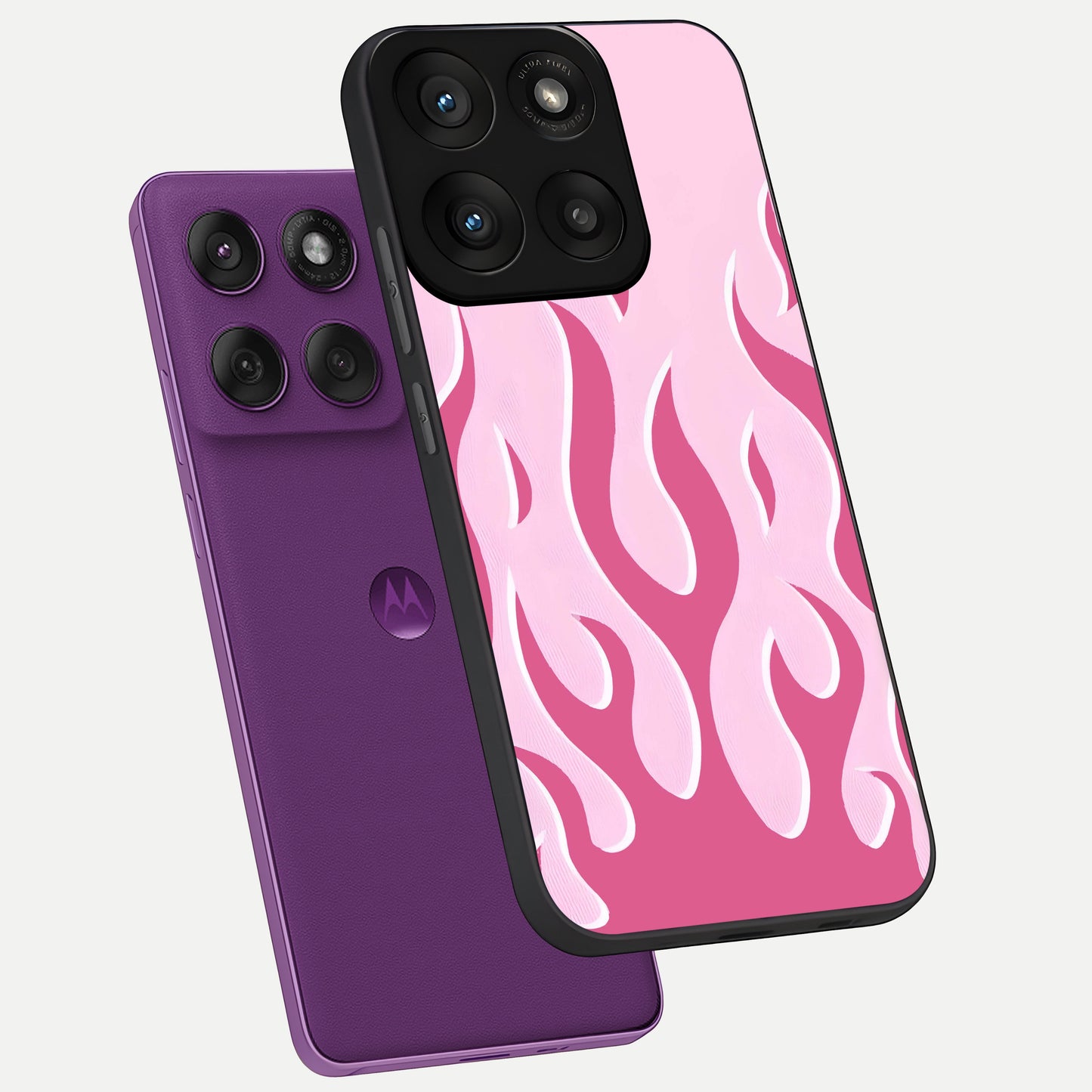  Blush Flame Energy phone case For Moto Edge 60 Pro showing premium glass back cover with detailed artwork