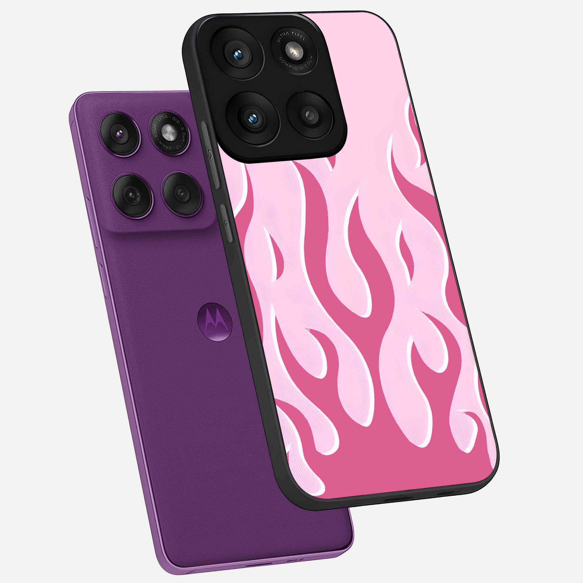  Blush Flame Energy phone case For Moto Edge 60 Pro showing premium glass back cover with detailed artwork