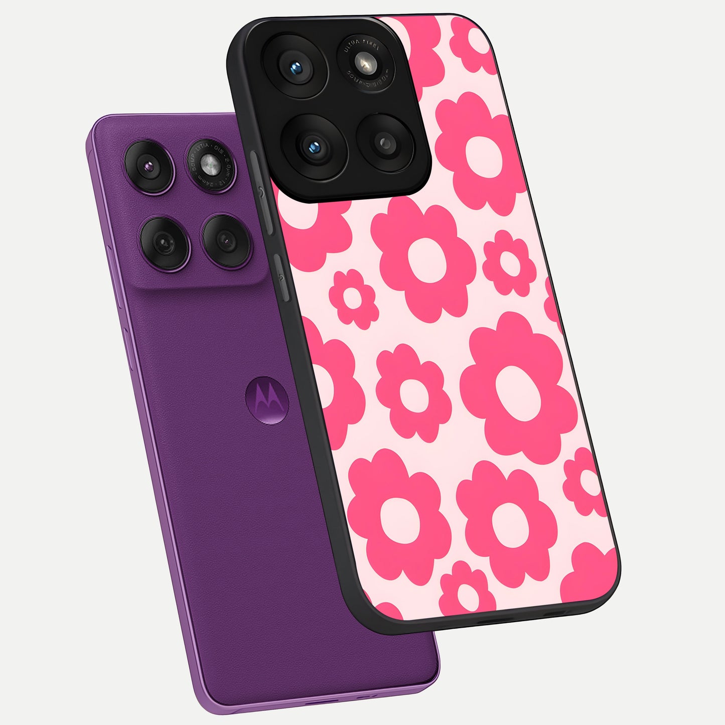  Blush Flower Pop phone case For Moto Edge 60 Pro showing premium glass back cover with detailed artwork
