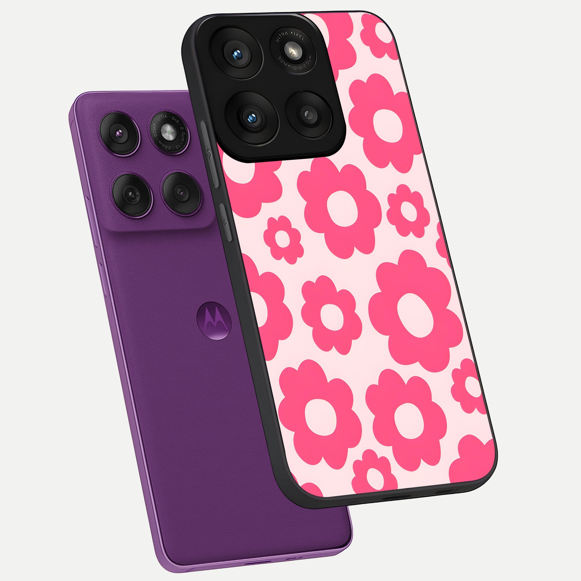  Blush Flower Pop phone case For Moto Edge 60 Pro showing premium glass back cover with detailed artwork