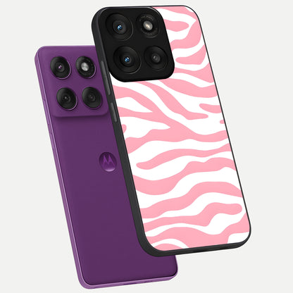  Blush Zebra Flow phone case For Moto Edge 60 Pro showing premium glass back cover with detailed artwork