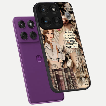  Bookish Dream World phone case For Moto Edge 60 Pro showing premium glass back cover with detailed artwork