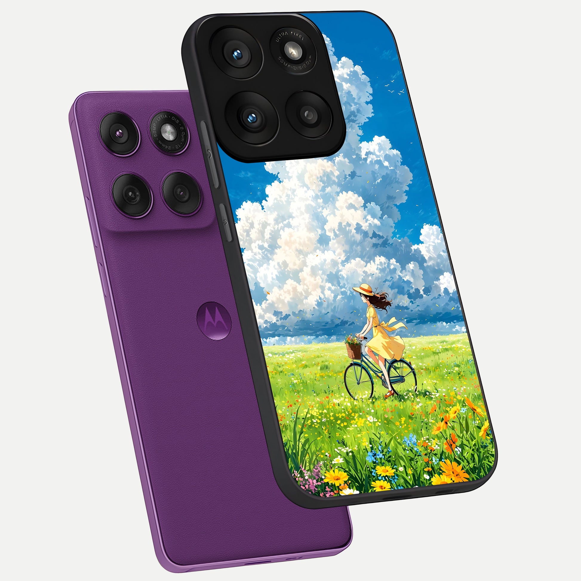  Breezy Meadow Ride phone case For Moto Edge 60 Pro showing premium glass back cover with detailed artwork