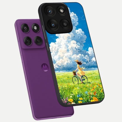  Breezy Meadow Ride phone case For Moto Edge 60 Pro showing premium glass back cover with detailed artwork