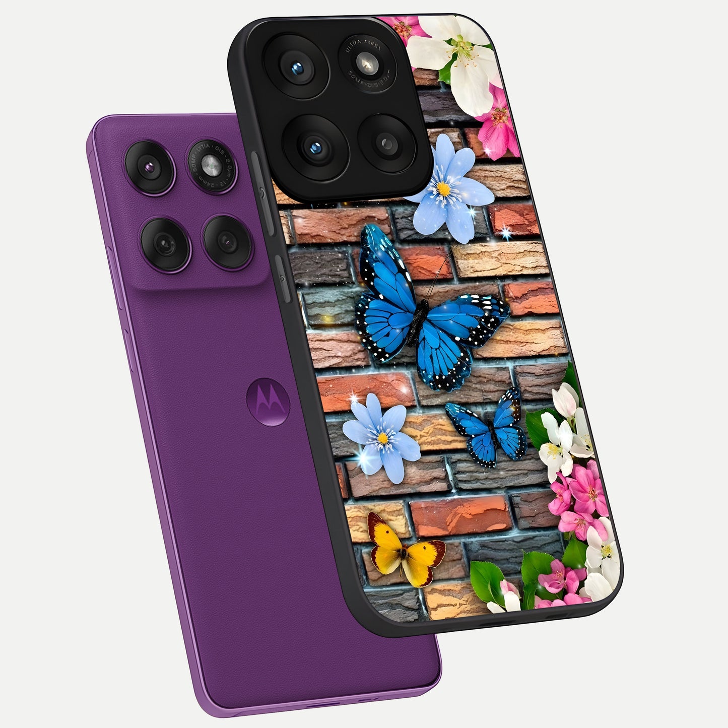  Brick Bloom Flight phone case For Moto Edge 60 Pro showing premium glass back cover with detailed artwork