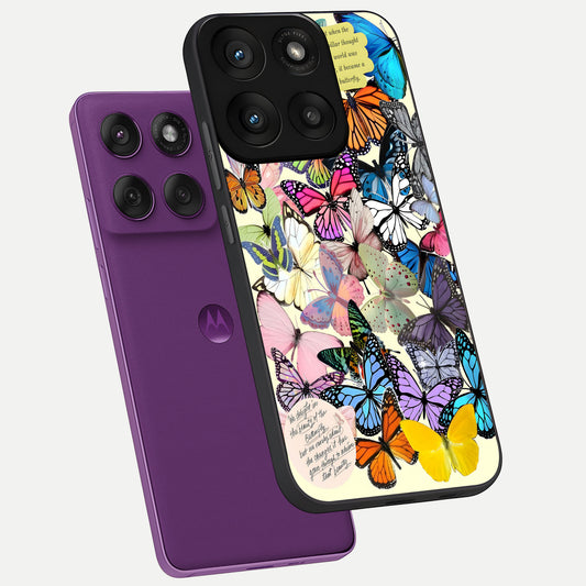  Butterflies Petal Dream phone case For Moto Edge 60 Pro showing premium glass back cover with detailed artwork