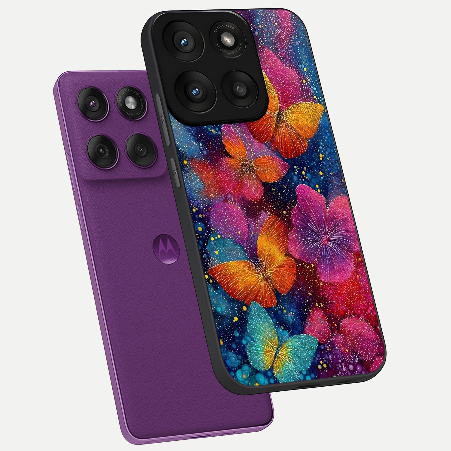 Butterfly Dream Mist phone case For Moto Edge 60 Pro showing premium glass back cover with detailed artwork