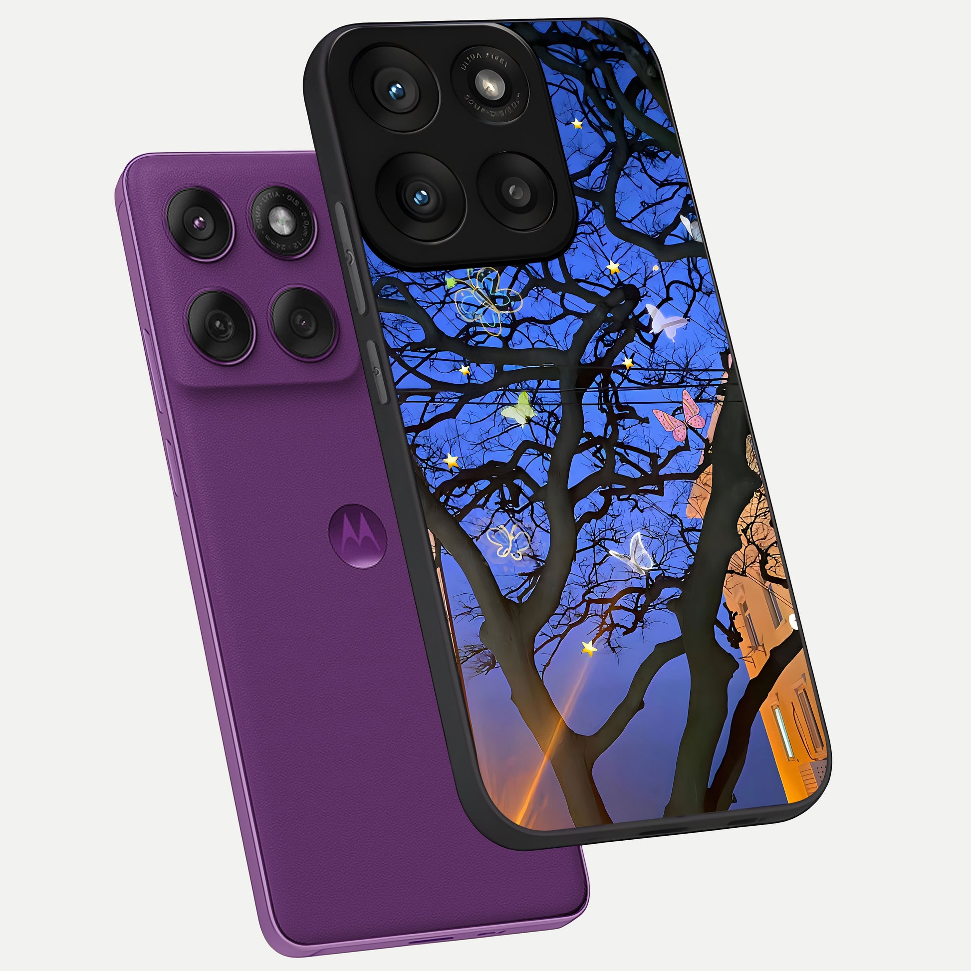  Butterfly Night Magic phone case For Moto Edge 60 Pro showing premium glass back cover with detailed artwork