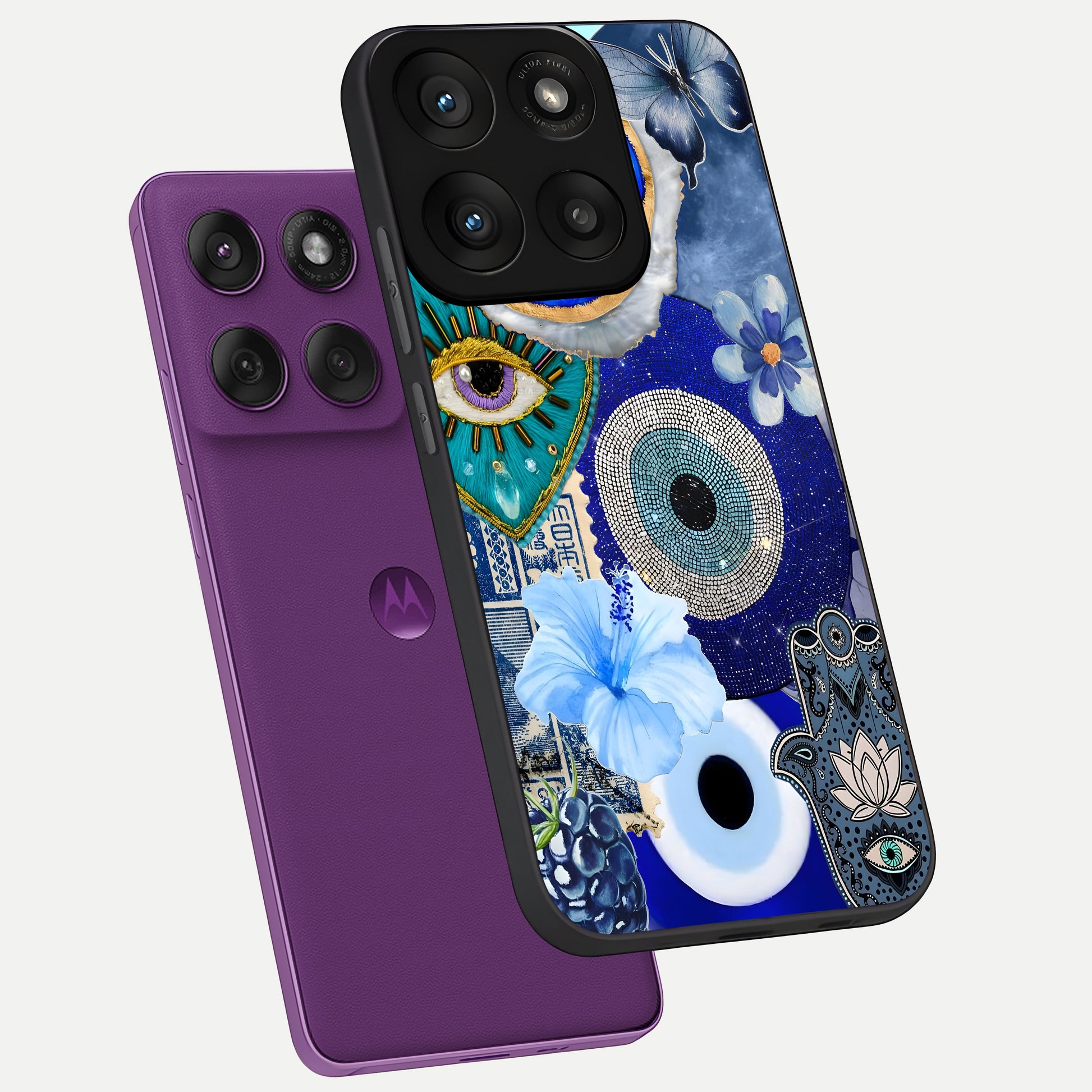  Celestial Blue Vision phone case For Moto Edge 60 Pro showing premium glass back cover with detailed artwork