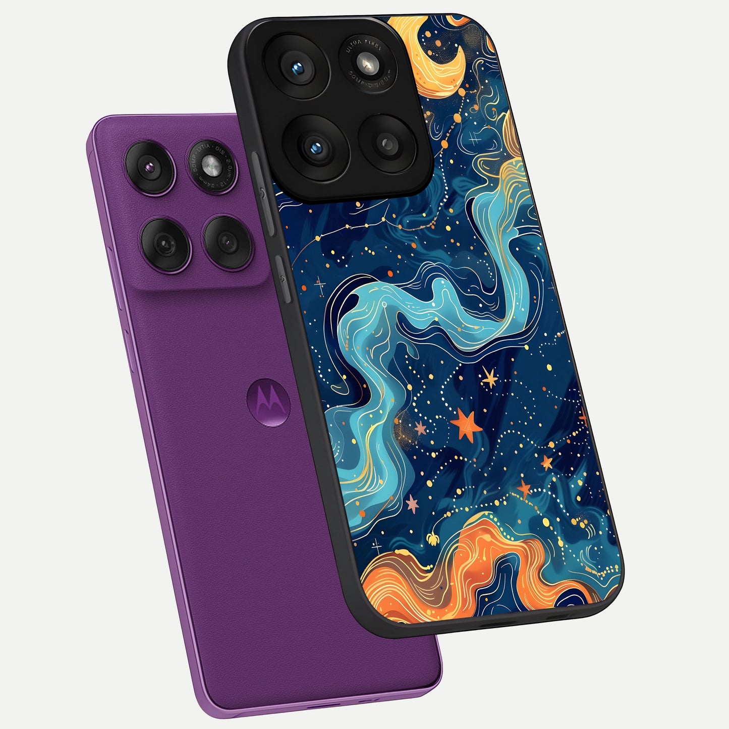  Celestial Dream Flow phone case For Moto Edge 60 Pro showing premium glass back cover with detailed artwork